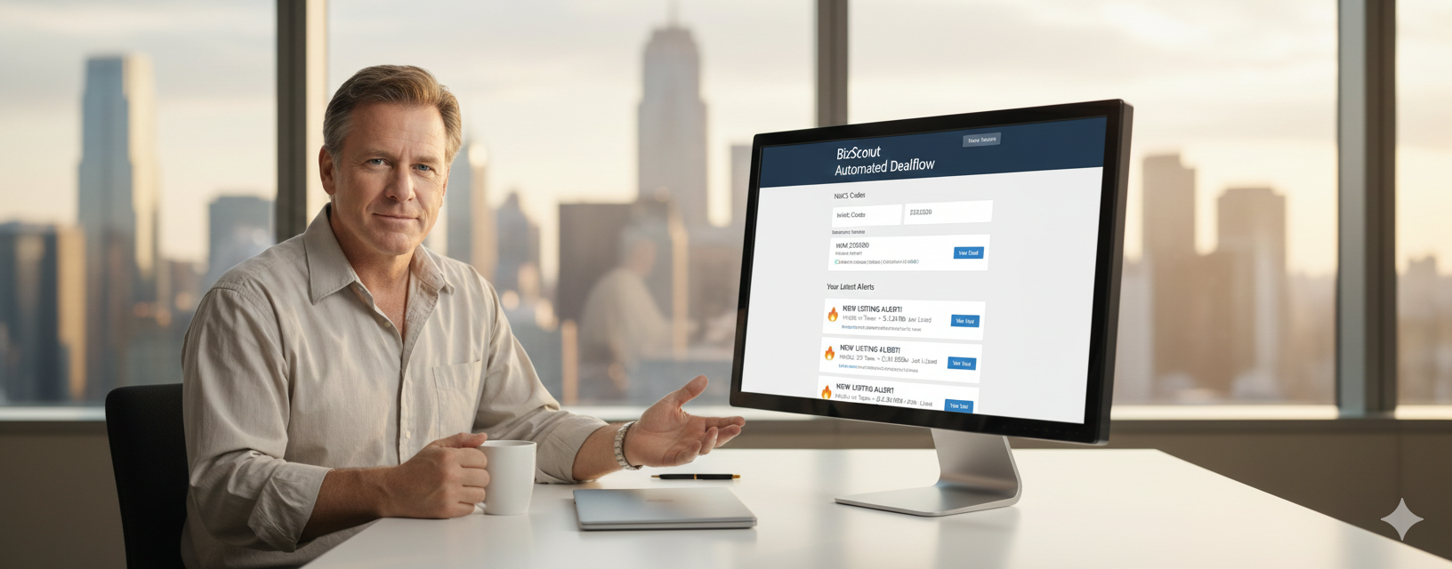 Calm user with BizScout Automated DealFlow
